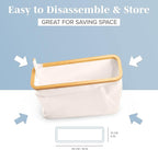 LONBET Toilet Paper Storage for 12 Rolls, Stackable & Foldable - The Ultimate Bathroom Organizer - Waterproof Basket with Bamboo Lid - Elegant Toilet Paper Storage Holder, Beige