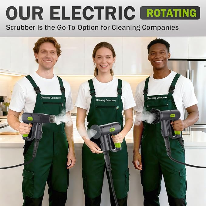 10-in-1 Electric Spin Scrubber, Grill Brush with 2X Higher Cleaning Efficiency, Electric Spin Scrubber for Cleaning with Steam Function(Steam Cleaner Not Included)