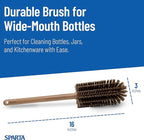 SPARTA Large Water Bottle Brush Ideal for Wide-Mouth Jars, Bottles and Tumblers, Dishwashing Tool with Handle for Home and Commercial Kitchens, Plastic, 16 Inches, Brown