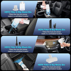 Handheld Vacuum Cordless 13000pa, Car Vacuum Portable Cordless, Type-C Rechargeable Lightweight Mini Handheld Vacuum Cleaner, High Power Car Vacuum Cleaner with LED Light for Car Home Pet (White)