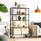 IZEUK 5-Tier Heavy Duty Metal Shelving Unit, Adjustable Steel Wire Storage Rack for Garage, Kitchen, Basement, Laundry Room & Office, Black, 17.7" D x 47.2" W x 72.3" H, 1750 lbs Capacity
