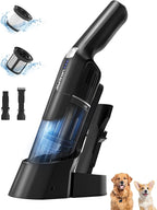 Aspiron Cordless Handheld Vacuum, 24KPA Powerful Car Vacuum, 2-Speed, 2 Charging Methods, Wireless Charger, Ergonomic Handle, Portable Rechargeable Vacuum Cleaner for Car, Home, Black Silver