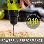 SnapFresh 20V Cordless Drill Set, 3/8" Power Drill with 2 Variable Speed, 21+1 Torque Setting, LED, 43pcs Drill Bits, Impact Driver Kit for Home,DIY-2.0Ah Battery & Fast Charger Included