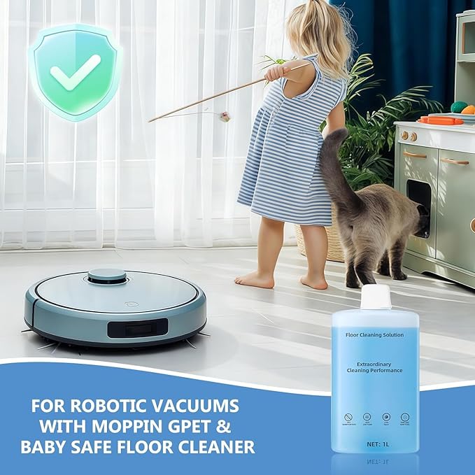 Cleaner Solution for Roborock Cleaning Solution Residue & Streak Free, Compatible with Roborock Robot Vacuum with Mopping and Wet & Dry Floor Cleaner Solution Pet Safe for Hardwood 1L, 33.8 Fl. OZ