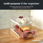 madesmart 2 Tier Organizer, Under Cabinet Storage with Pull Out Sliding Drawers, for Cleaning Supplies, Undersink Storage, Sponges, Bottles & Bath, Adjustable Dividers & Pull Out Baskets, Clear