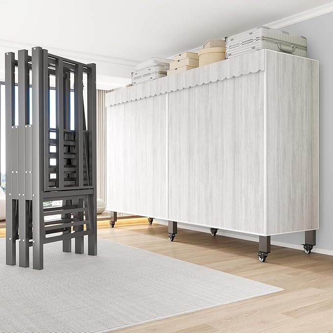 Heavy Duty Portable Closet with Cover Foldable Covered Clothes Rack for Hanging Clothes Armoire Wardrobe Closet System Freestanding Coat Storage Garment Racks (light gray（74.9in）)
