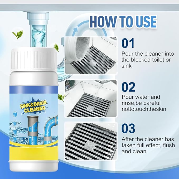Sink and Drain Cleaner Powder, Quick Foaming Powder for Bathroom and Kitchen Dredging (1 pcs)