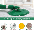 Spin Mop and Bucket with Wringer Set, 360° Spinning Mop Bucket System with 3 Microfiber Mop Replacement Heads, Adjustable Handle for Floor Cleaning (Green)