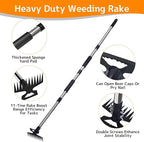 Stainless Steel Weed Puller Tool - Detachable 4-Section Handle with Saw Blade Weeder, 59" Root Remover for Lawn, Garden & Yard