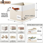 Criusia Large Closet Storage Baskets for organizing 4 Pack - Heavy Duty Closet Shelf Organizer Bins with Handles & Labels - Decorative Collapsible Baskets for Living Room Bedroom Nursery Dorm 14"x10"