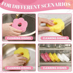 Tioncy 12 Pack Pink Flowers Sponges Bulk Spring Kitchen Decor Dual Sided Scrubber Sponges Dishwashing Kitchen Cleaning Accessories for Household Supplies