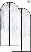 Dress Bags for Gowns Long, 60'' Garment Bags for Hanging Clothes, Suit Bag Cover for Storage and Travel, 2 Pack (Clear)