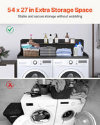 VEVOR 2 Drawers Washer Dryer Countertop with Shelf, 54" x 27" Wooden Laundry Countertop with 2 Hooks & Non-Slip Pads, Washer and Dryer Covers for The Top, Laundry Room Organization and Storage, Black