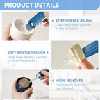 3 in 1 Cup Lid Gap Cleaning Brush Set, Multifunctional Bottle Cleaning Brush, Cup Lid Gap Cleaner, Home Kitchen Crevice Cleaning Brush Tools (Black+Blue+Green)