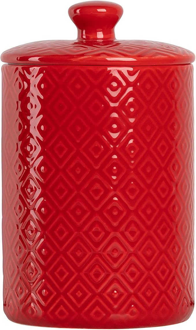 10 Strawberry Street CAN RED Diamond Kitchen Canister Set, Set of 3, Model:CAN-DIAMOND-RED-SET