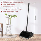 Leumoi 20 Pcs Dust Pans with Long Handle Set 36.6 Inch Commercial Dust Pan with Comb Large Plastic Stand up DustPans for Outdoor Indoor Restaurant Home Office Floor Cleaning (Black)