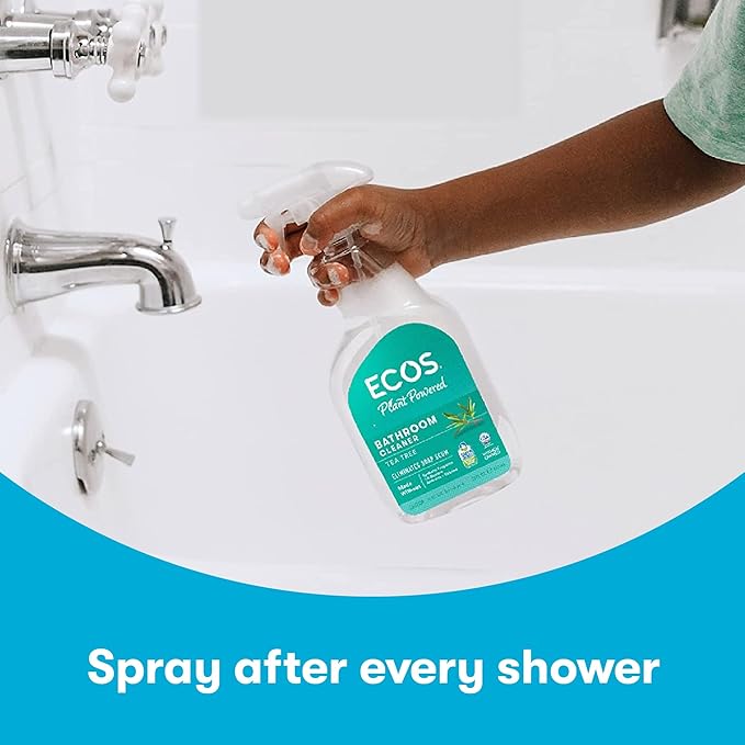 ECOS Bathroom Cleaner - Shower, Tile & Bathtub - All Purpose Cleaning Spray & Shower Cleaner - No Scrub or Rinse Needed for Soap Scum Remover- Natural Bathroom Cleaning Supplies ( Pack of 2 )