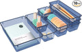 StorMiracle 10 PCS Drawer Organizer Set, 5 Varied Size Bathroom and kitchen Drawer cabinet organizer Trays, Clear Storage Bins for Makeup, Jewelry, Utensils and Gadgets, Dark Blue