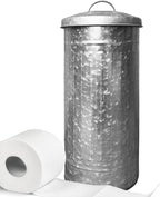 Autumn Alley Farmhouse Galvanized Metal Free Standing Toilet Paper Holder Organizer Stand Canister with Lid – Fits 3 Mega Rolls, Rustic Enclosed Toilet Storage Stand