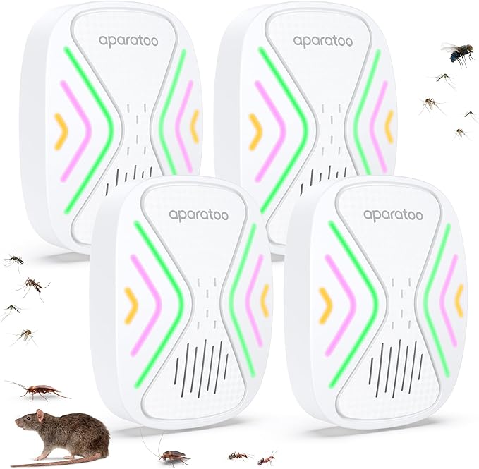 Tiptop Home Mouse Repellent Insect Repellent Plug-in Electronic Pest Repellent, Mouse Deterrent Pest Repeller for Rodents, Cockroach, Mosquito, Spider, Bugs, Mice 4 Packs, white03, ssd-01