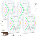 Tiptop Home Mouse Repellent Insect Repellent Plug-in Electronic Pest Repellent, Mouse Deterrent Pest Repeller for Rodents, Cockroach, Mosquito, Spider, Bugs, Mice 4 Packs, white03, ssd-01