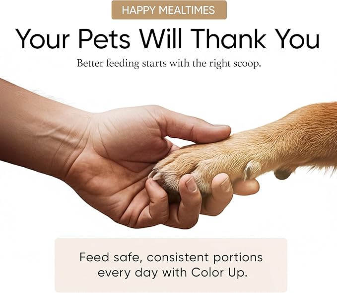 Color Up ¾ Cup Pet Food Scoop – Stainless Steel Dog Food Scoop Cup (12 Tbsp) – Heavy-Duty, Rust-Resistant Measuring Scoop for Dogs, Cats, Birds & Rabbits – Ideal for Dry Food & Treats