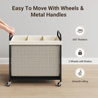 ELYKEN Laundry Hamper 3 Section, 120L Rolling Laundry Sorter with Removable Liner Bag, Laundry Basket with Wheels, Steel Frame with Metal Handle, Clothes Hamper Cart for Laundry Room & Bedroom