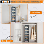 Hanging Closet Organizer and Storage 6-Shelf, Easy Mount Foldable Hanging Closet Wardrobe Shelves, Clothes Handbag Shoes Accessories Storage, Washable Oxford Cloth Fabric, Grey