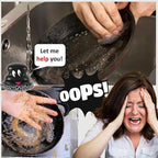 Upgraded Cast Iron Cleaner Brush with Heavy Duty Handle, Chain Mail Cast Iron Skillet Pan Scrubber for Griddle Cleaning Brush with Pan Grill Scrapers