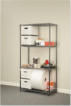 Alera Wire Shelving Starter Kit, Four-Shelf, 36w x 18d x 72h, Black Anthracite