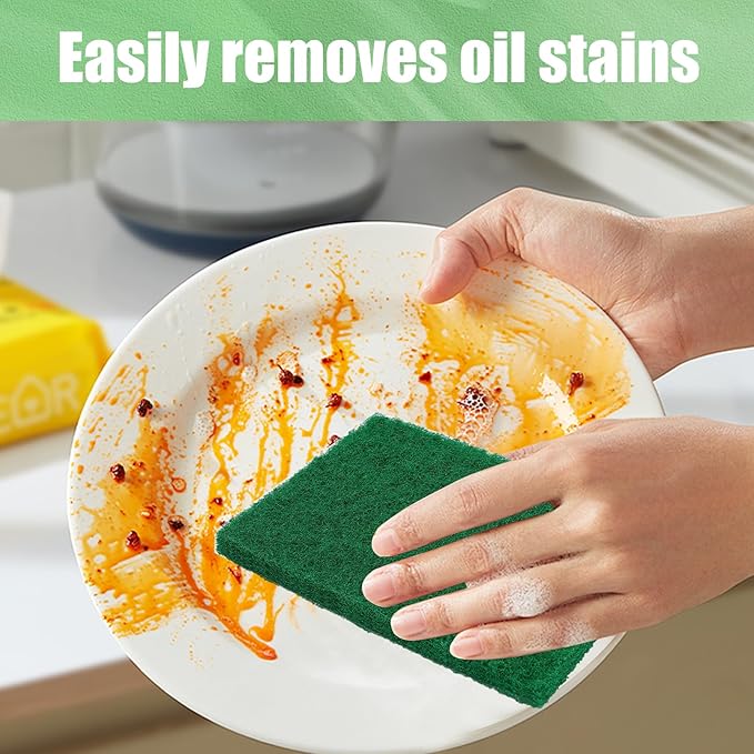 80 Pcs Heavy Duty Scour Pads,Scouring Pads,4 x 5.95 inch Scrubbing Pads for Metal Grills & Kitchen Scrubbers,Non-Scratch Reusable Dish Scrubbing Pads for Kitchen Dishes Sink Bathtub(Green)