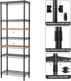 Golpart Small 5 tire Shelves Storage Wire Shelving Unit Metal Shelf Adjustable Organizers Storage Shelving for Bathroom Laundry Room Kitchen Pantry10”D x 16”W x 55”H Black