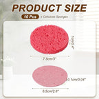 uxcell 10Pcs Cellulose Sponges, Round Kitchen Clean Sponges Non-Scratch Compressed Dish Scrubber for Kitchen Household Cookware Bathroom Cleaning & DIY, Pink