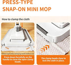 Snap Grip Mini Mop Stick with 39in Handle — Zero-Touch Gap Dust Cleaner & Locking Head, Lazy Mops Wet and Dry for Kitchen Bathroom Toilet Cleaning (1 mini mop+10 Cloths)