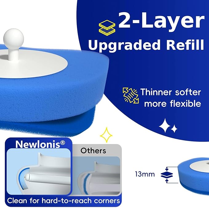 Newlonis® Disposable Toilet Brush with 32 Refills, Wall-Mounted Toilet Bowl Cleaning Wand, Toilet Brush and Holder Set