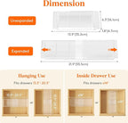 Lifewit 2 Pack Sliding Makeup Drawer Organizer Trays with Inserts, Extendable Hanging Desk Drawer Divider, Fits 13-20" Deep Drawers, 1.8" High Plastic Organizer Tray for Vanity, Office, Kitchen, White