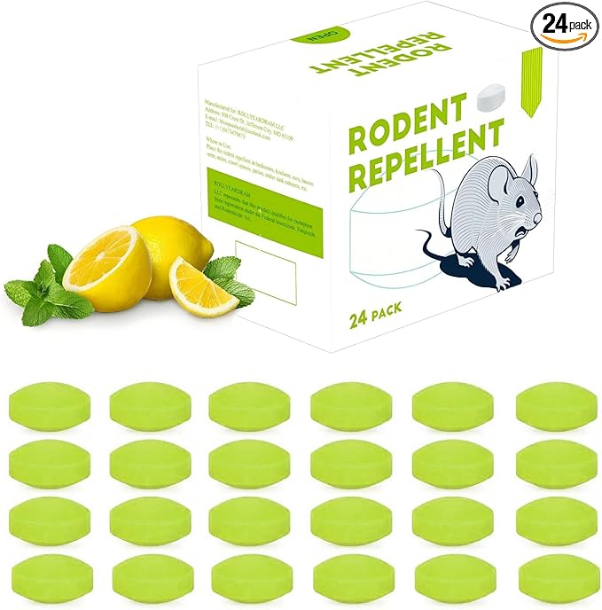 Mouse Rodent Repellent, Peppermint Oil to Repel Mice and Rats– Works for Mice Repellent, Squirrels & Pests, Outdoor and Indoor Use, Safe for Homes & Pets 24 Pack