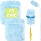60-Pack Dusting Mop Refill Set, Disposable Power Dusting Duster Compatible with Swiffer. Includes 1 Handle and 3-Foot Extension Pole, Ideal for Cleaning Furniture, Bookshelves, and Ceiling Fans.