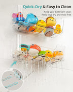 Bath Toy Storage Organizer 4 Pack, Transparent Bath Toy Holder with Drain Holes, Durable Plastic Bathtub Toy Storage for Bathroom, Quick-Dry Drainable Shower Caddy, Easy to Clean (Plastic 4 Pack)