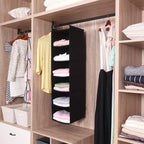 MAX Houser 6 Tier Shelf Hanging Closet Organizer, Closet Hanging Shelf with 2 Sturdy Hooks for Storage, 2 Pack, Foldable (Black)