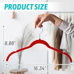 SIshynio 30 Pack Velvet Hangers – Non-Slip Slim Clothes Hangers with 360° Swivel Hook, Heavy Duty Flocked Shirt Hangers for Dresses, Suits, Blouses, Coats(Red)