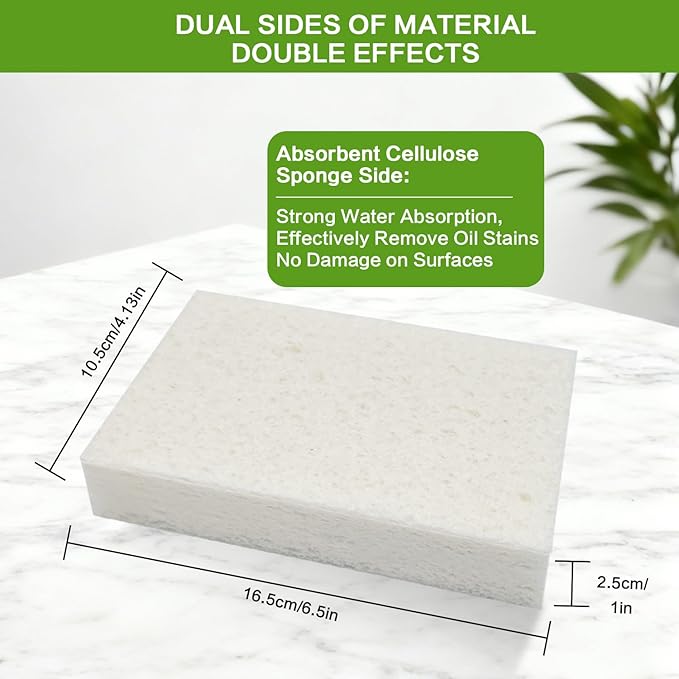 Scratch Scrub Sponge, 6 Kitchen Sponges for Cleaning Around the Home, Bathroom & More, Large Size Scratch-Free Dish Scrubber, Best for Nonstick Pots and Pans (4" x 6" x 1",Cherry