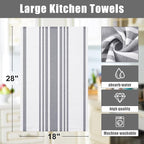 Homaxy Premium Kitchen Towels 18”x 28”, Large Cotton 380 GSM Kitchen Hand Towels, Stripe and Terry Dish Towel, Highly Absorbent Tea Towel Set with Hanging Loop, 12 Pack, Grey