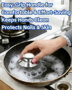 Stainless Steel Scrubber with Handle, Heavy Duty Steel Wool Scrubbers for Pots and Pans, Cast Iron, Steel Wool Scouring Pads for Stove, Oven, Grill, Kitchen, Sink Cleaning