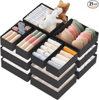 Criusia Drawer Organizer Clothes, 21 Pack Dresser Organizer for Baby Clothes, Underwear, Sock - Foldable Closet Organization and Storage Dividers Bins for Nursery, Bedroom (Black)
