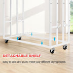 Freestanding Towel Rack for Bathroom Rolling Towel Storage Cart On Wheels Blanket Ladder with Shelf & 6 Hooks, Outddoor Poolside Towel Holder Stand, White