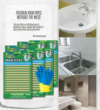 6x Green Gobbler Strip Drain Cleaner and Deodorizer 1.47 oz Bundle with Cleaning Gloves – Drain Smell Eliminator & Breaks Down Matter in Drains – Easy-to-Use Deodorizing Strips – Gift Set (7 Items)