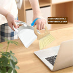 Mini Broom and Dustpan Set Bamboo Broom with Dustpan Combo Set Portable Hand Sweeper for Office Kitchen Dorm Home Quick Cleanups (White)