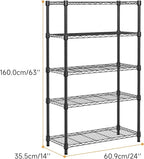 M MZG 1250 lbs Storage Shelving Utility Shelving Unit 5-Tier Utility Shelving Unit Steel Organizer Wire Rack for Home,Kitchen,Office (13.7" D x 23.6" W x 62.4" H)