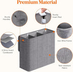 Lifewit Triple Laundry Hamper with Lid and Removable Laundry Bags, Large Collapsible 3 Dividers Dirty Clothes Basket with Handles for Bedroom, Laundry Room, Closet, Bathroom, College, 180L Light Gray